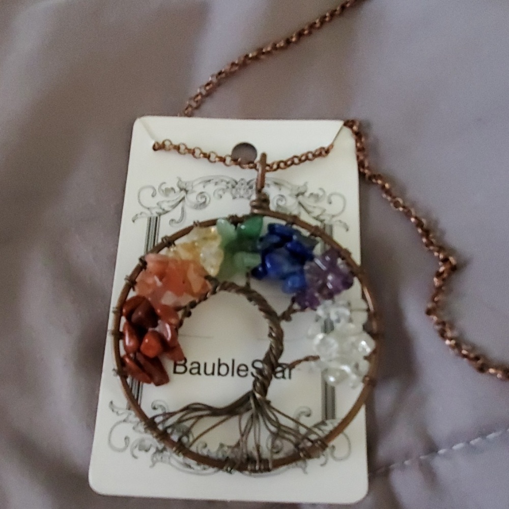 NEW Bauble Star Tree/bead necklace. NEW WITH TAGS  = RAINBOW COLORS